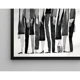 Tableau Design Noir et Blanc – Multitude Silencieuse | Poster Minimaliste de Silhouettes Humaines | Affiche Contemporaine Épurée
