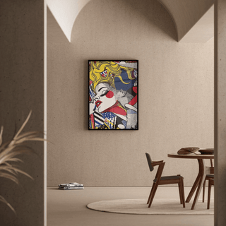 Tableau Pop Art – Beauté en Mouvement | Affiche Glamour Style Lichtenstein | Poster Coloré Rétro et Émotionnel pour Déco Contemporaine