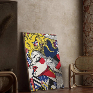 Tableau Pop Art – Beauté en Mouvement | Affiche Glamour Style Lichtenstein | Poster Coloré Rétro et Émotionnel pour Déco Contemporaine