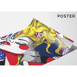 Tableau Pop Art – Beauté en Mouvement | Affiche Glamour Style Lichtenstein | Poster Coloré Rétro et Émotionnel pour Déco Contemporaine