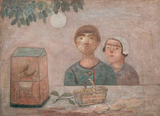 Tadeusz Makowski - Children in front of a cage with little birds.webp