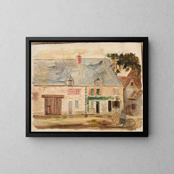 Le jardinier devant la maison - Tadeusz Makowski — kehystetty taideteos seinällä