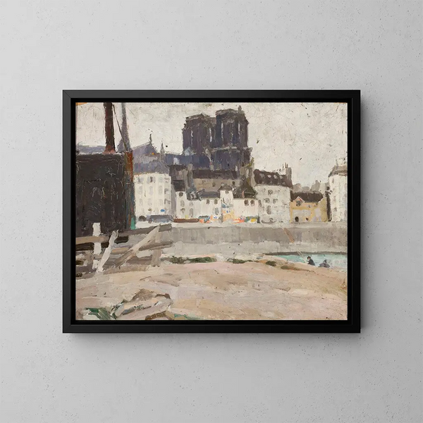 Maisema Notre-Dame-katedraalilla - Tadeusz Makowski — kehystetty taideteos seinällä