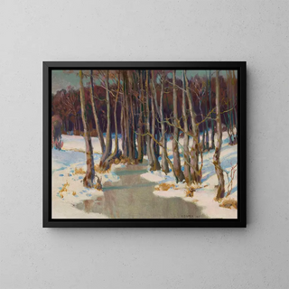 Ruisseau forestier en hiver - Teodor Ziomek — kehystetty taideteos seinällä