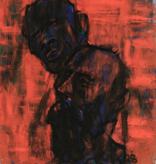 Têtes sombres sur rouge - Christian Rohlfs