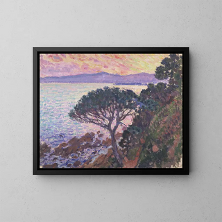 Parasolipisteestä meren lähellä Välimeren auringonlaskussa - Theo van Rysselberghe — kehystetty taideteos seinällä