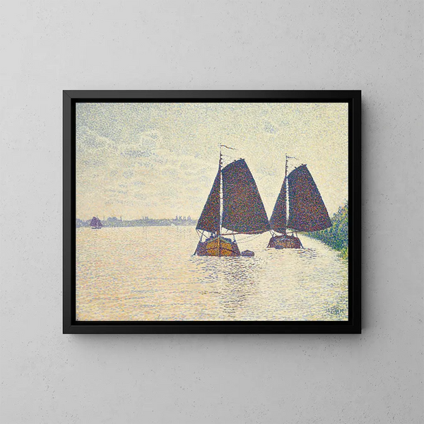 Kalastajat Scheldt-joella - Theo van Rysselberghe — kehystetty taideteos seinällä