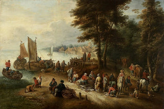 Theobald Michau - Fish Market on the Shore.webp