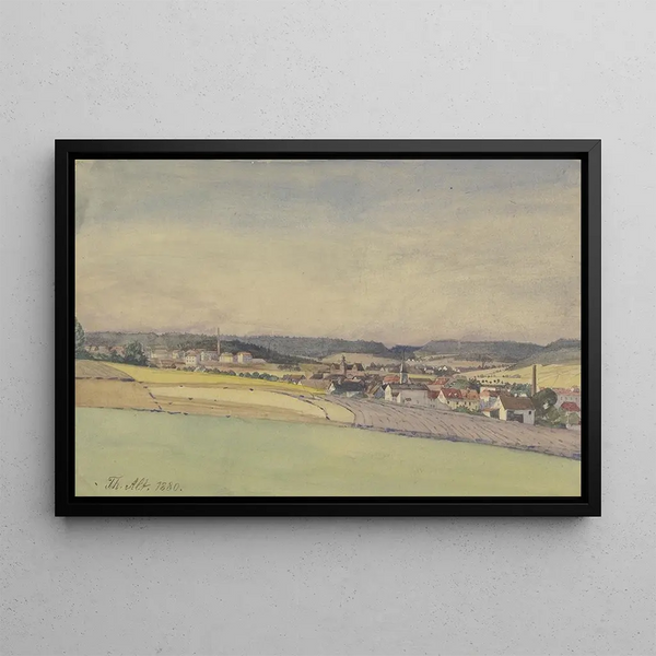 Theodor Alt - Ansicht eines Industriestdtchens inmitten von Feldern und Wald.webp
