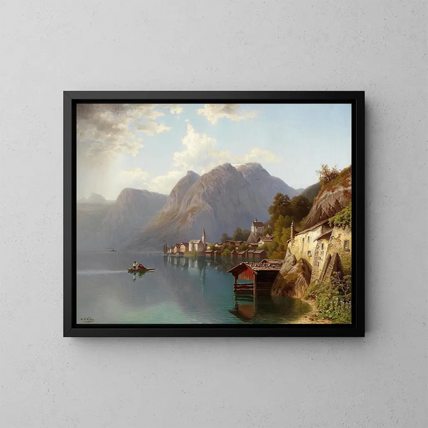 Vue de Hallstatt - Theodor Nocken — kehystetty taideteos seinällä