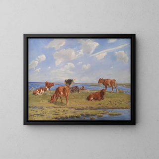 Vaches au bord de la mer - Theodor Philipsen — kehystetty taideteos seinällä