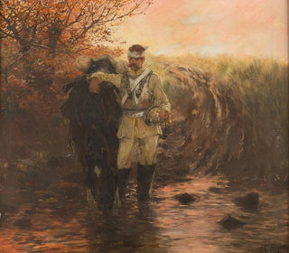 Garde cuirassier blessé du 1er bataillon avec cheval - Theodor Rocholl — näkymä teoksesta