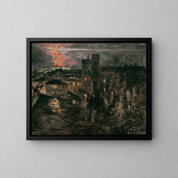 Pariisi yöllä Eiffel-tornin kanssa - Theodor von Hermann — kehystetty taideteos seinällä