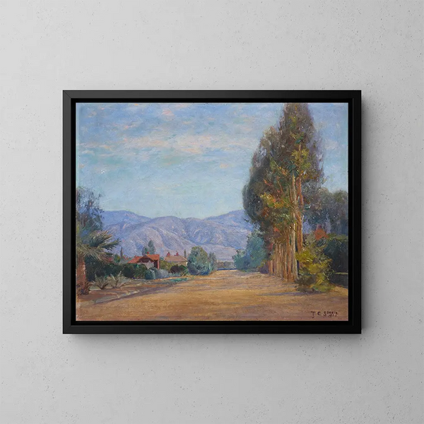 Collines près de Redlands, Californie - Theodore Clement Steele — kehystetty taideteos seinällä