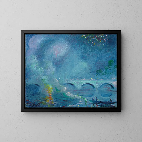 Feux d'artifice au pont de Vernon - Theodore Earl Butler — kehystetty taideteos seinällä