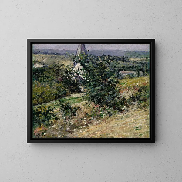 Vanha kirkko Givernyssä - Theodore Robinson — kehystetty taideteos seinällä