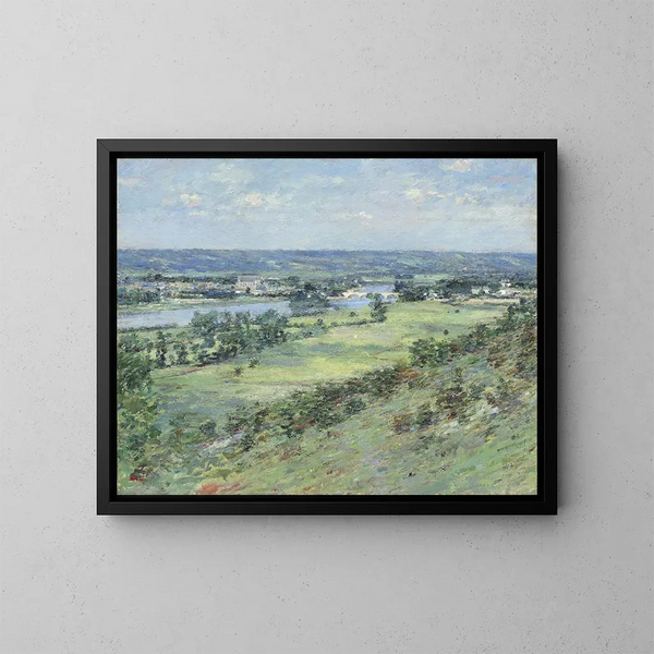 La vallée de la Seine depuis les collines de Giverny - Theodore Robinson — kehystetty taideteos seinällä