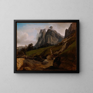 Le Wetterhorn, Sveitsi - Théodore Caruelle d'Aligny — kehystetty taideteos seinällä