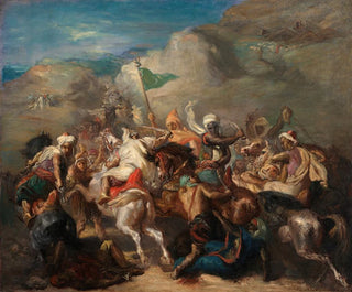 Thodore Chassriau - Battle of Arab Horsemen Around a Standard.webp