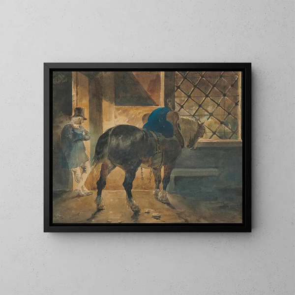 Työhevosesta tallissa - Théodore Géricault — kehystetty taideteos seinällä