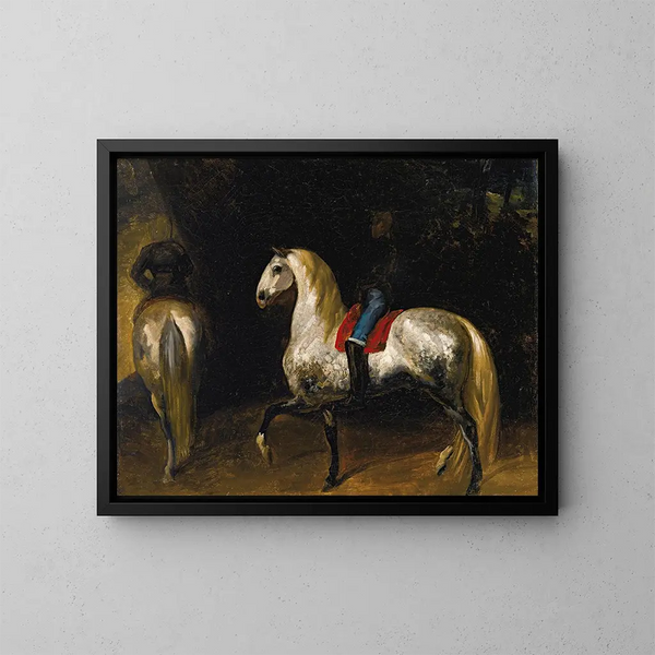 Harmaat täplikkäät hevoset - Théodore Géricault — kehystetty taideteos seinällä