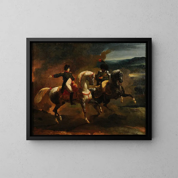Napoléon Maalaus antamassa käskyn korkeammalle upseerille Guides - Théodore Géricault — kehystetty taideteos seinällä