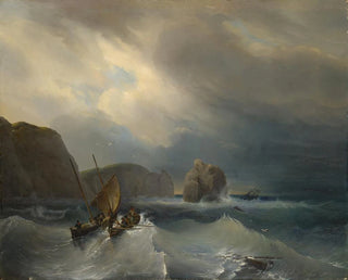 Mer agitée avec des navires - Théodore Gudin — näkymä teoksesta