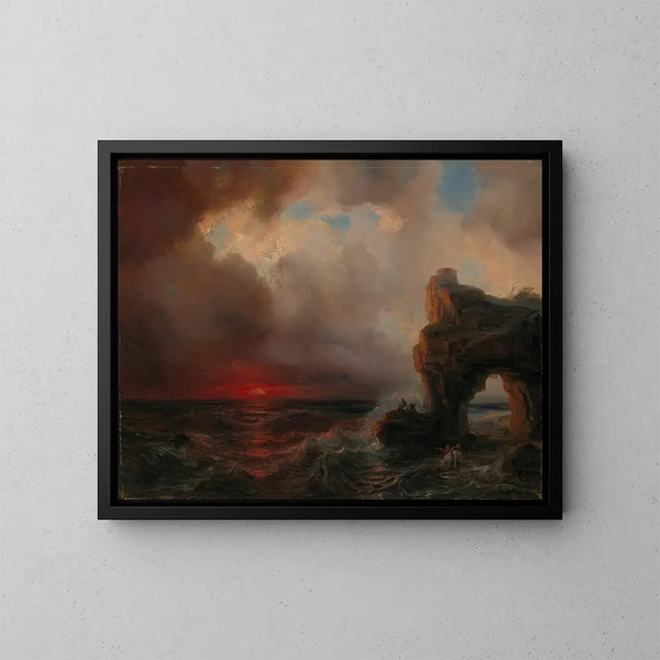 Myrsky auringonlaskussa - Théodore Gudin — kehystetty taideteos seinällä