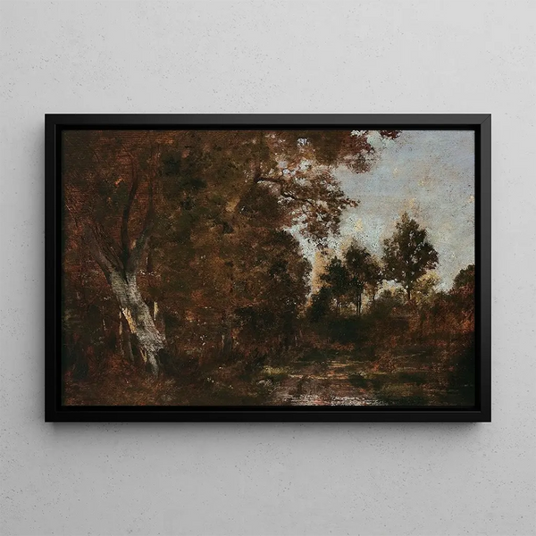 Maisemamaalaus metsänaluksesta - Théodore Rousseau — kehystetty taideteos seinällä