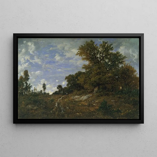 La Lisière des Bois à Monts-Girard, Forêt de Fontainebleau - Théodore Rousseau — kehystetty taideteos seinällä