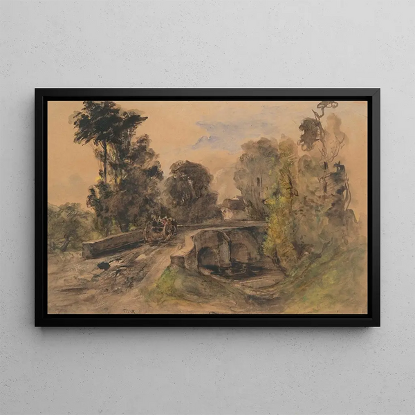Le Pont de pierre - Théodore Rousseau — kehystetty taideteos seinällä