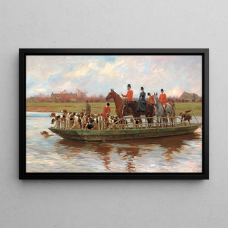 Thomas Blinks - Mr Edward Lycett Green and the York and Ainsty Hounds on the Ferry at Newby.webp