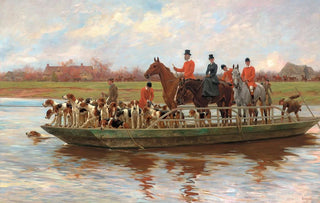 Thomas Blinks - Mr Edward Lycett Green and the York and Ainsty Hounds on the Ferry at Newby.webp