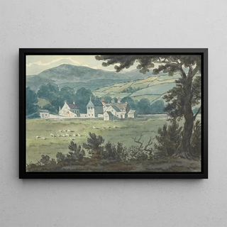 Thomas Bradshaw - Rural Landscape Scene with Farm and Grazing Sheep.webp