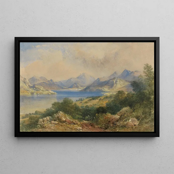 Thomas Colman Dibdin - Mountainous Scene with a lake.webp
