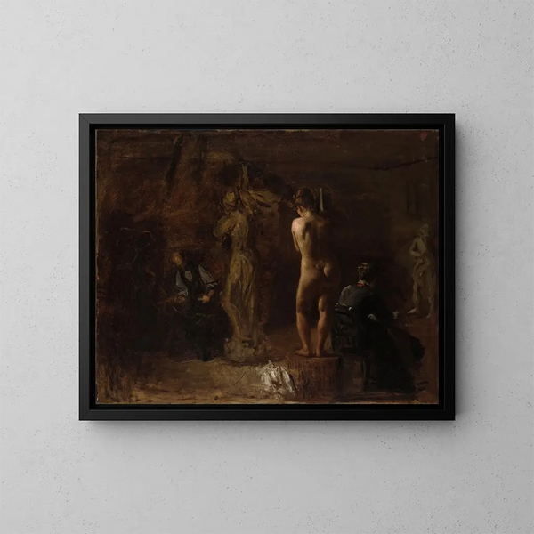 William Rush veistämässä hänen allegorista kuvaansa Schuylkill-joesta - Thomas Eakins — kehystetty taideteos seinällä
