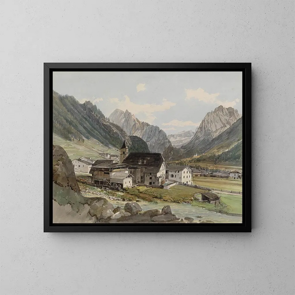 Village avec une petite usine - Thomas Ender — kehystetty taideteos seinällä
