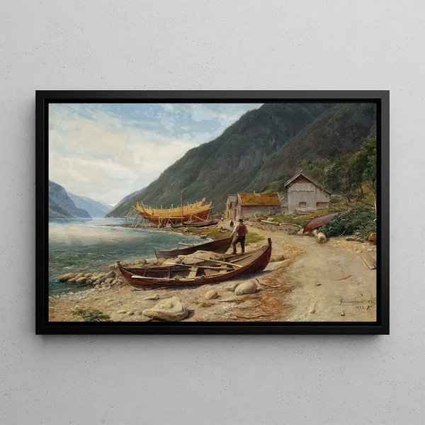 Gravensfjorden-maalaus - Thomas Fearnley — kehystetty taideteos seinällä