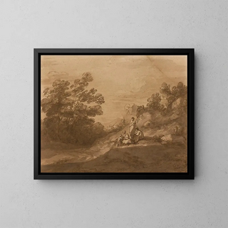 Figures reposant dans un paysage boisé - Thomas Gainsborough — kehystetty taideteos seinällä