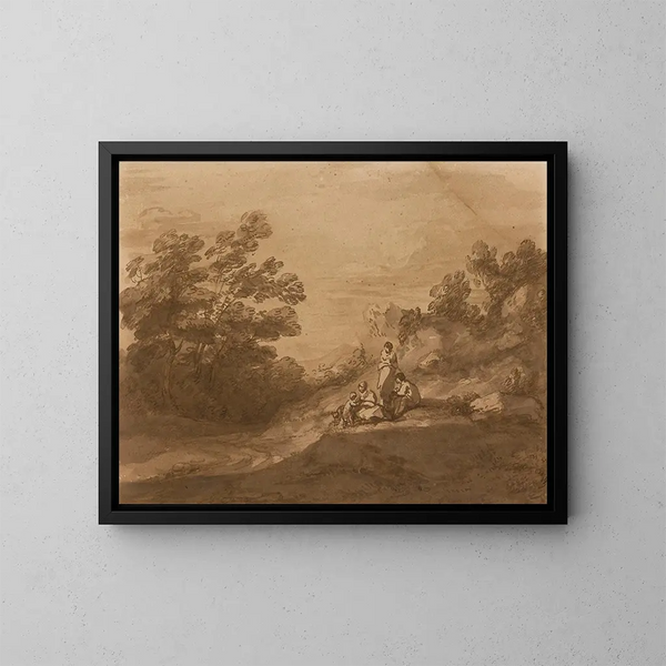 Figures reposant dans un paysage boisé - Thomas Gainsborough — kehystetty taideteos seinällä