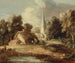 maisemasta, jossa on mökki ja kirkko - Thomas Gainsborough — näkymä teoksesta