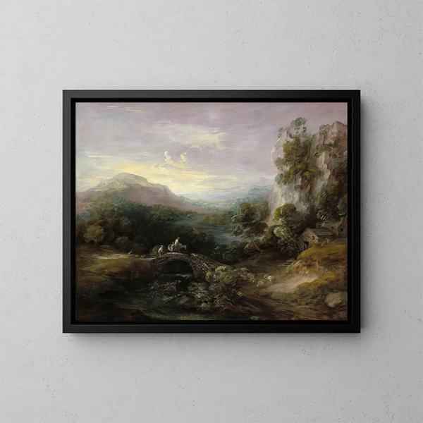 vuoristomaisemasta sillalla - Thomas Gainsborough — kehystetty taideteos seinällä