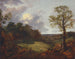 Maisemakuva metsäisestä alueesta mökin ja paimen kanssa - Thomas Gainsborough — näkymä teoksesta