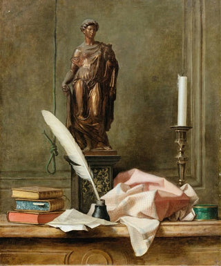 Thomas Germain Joseph Duvivier - Still life with a statue and an inkwell.webp