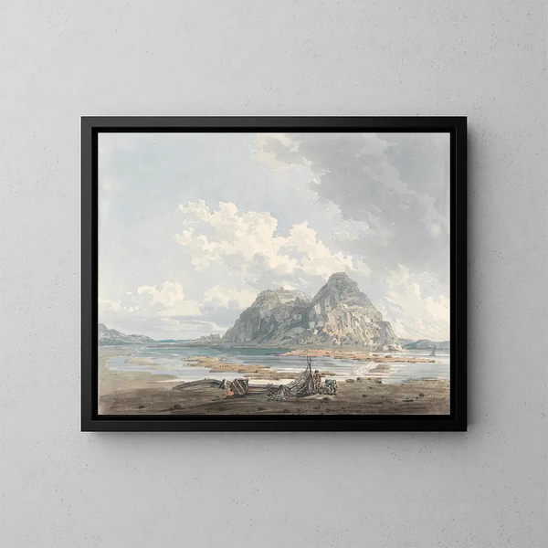 Rocher et château de Dumbarton - Thomas Girtin — kehystetty taideteos seinällä