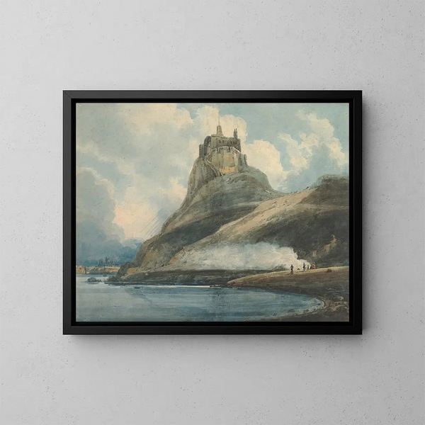 Château de Lindisfarne, Île Sainte-Marie, Northumberland - Thomas Girtin — kehystetty taideteos seinällä