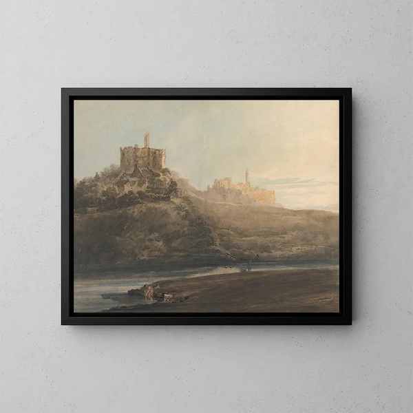 Château de Warkworth, Northumberland - Thomas Girtin — kehystetty taideteos seinällä