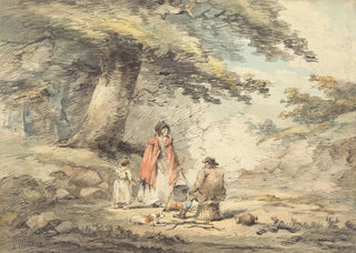 Thomas Hand - Wooded Landscape with Figures Round a Cooking Pot.webp
