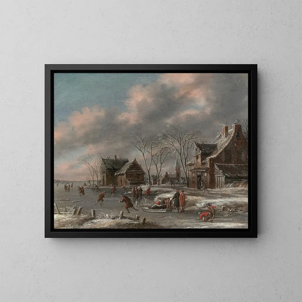 Patineurs en hiver - Thomas Heeremans — kehystetty taideteos seinällä