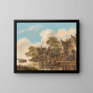 Thomas Heeremans - River landscape with ferry boats and a tavern.webp